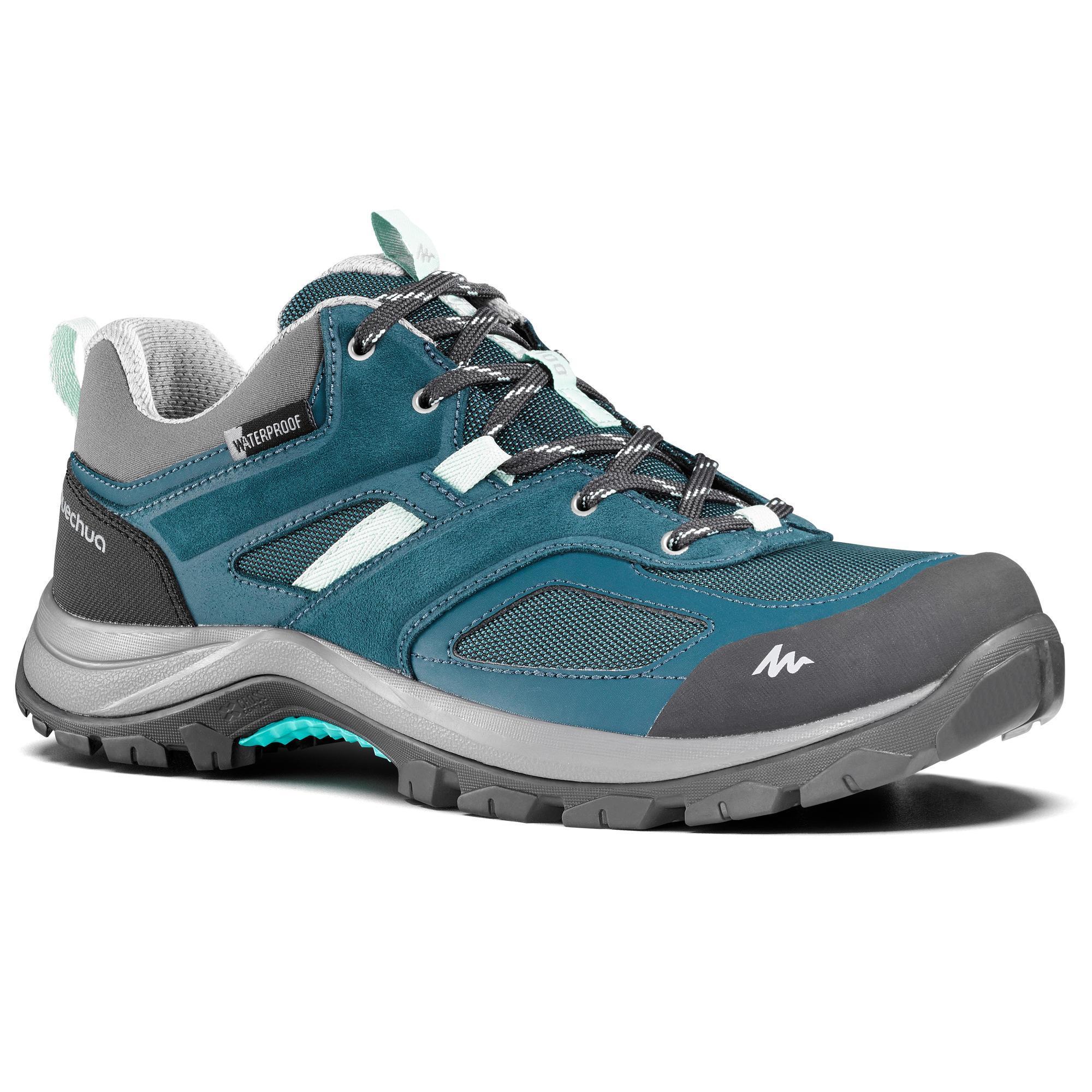 Chaussures randonnée femme Quechua MH100 Mid imperméables – turquoise / tige montante – adhérence & confort montagne